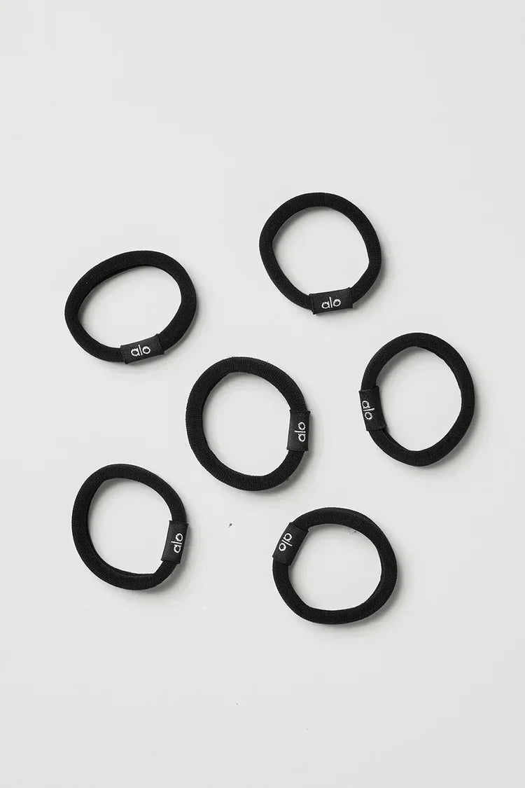Detangled hair elastics 6-pack black