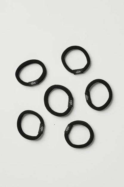 Detangled hair elastics 6-pack black